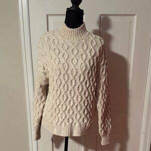 Sanctuary Women's Mock Neck Chenille Cream Beige Pullover XS Sweater
